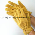 Guantes de trabajo de cuero de vaca corta para la industria, guantes de trabajo de seguridad, guante de 10&#39;&#39;leather, cuero de vaca dividido guante de trabajo de palma completa, guantes de conductor